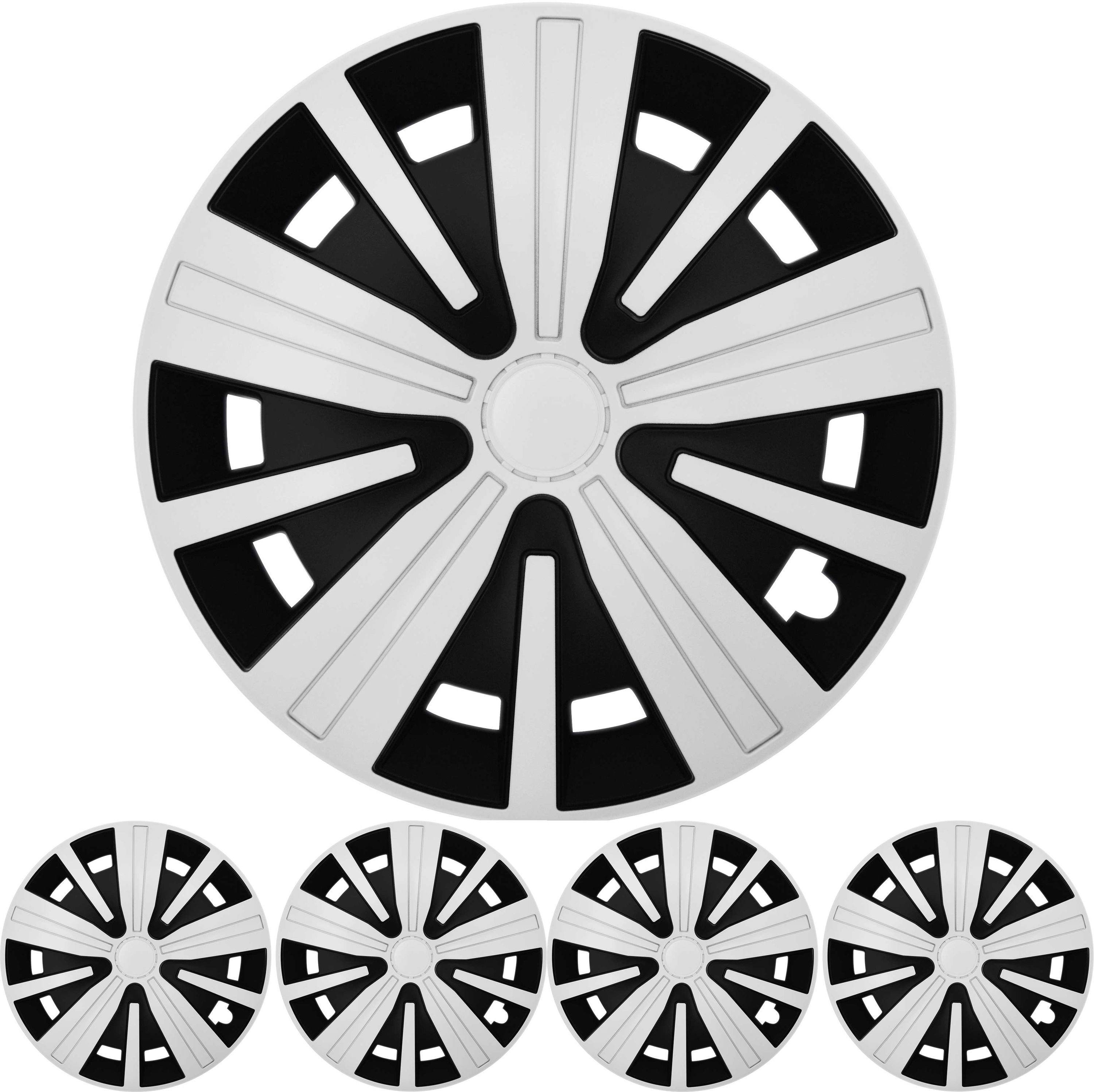 Bild von 4x PREMIUM DESIGN Radkappen Radzierblenden Set "Spinel BIS" 15 ZOLL Weiß Schwarz