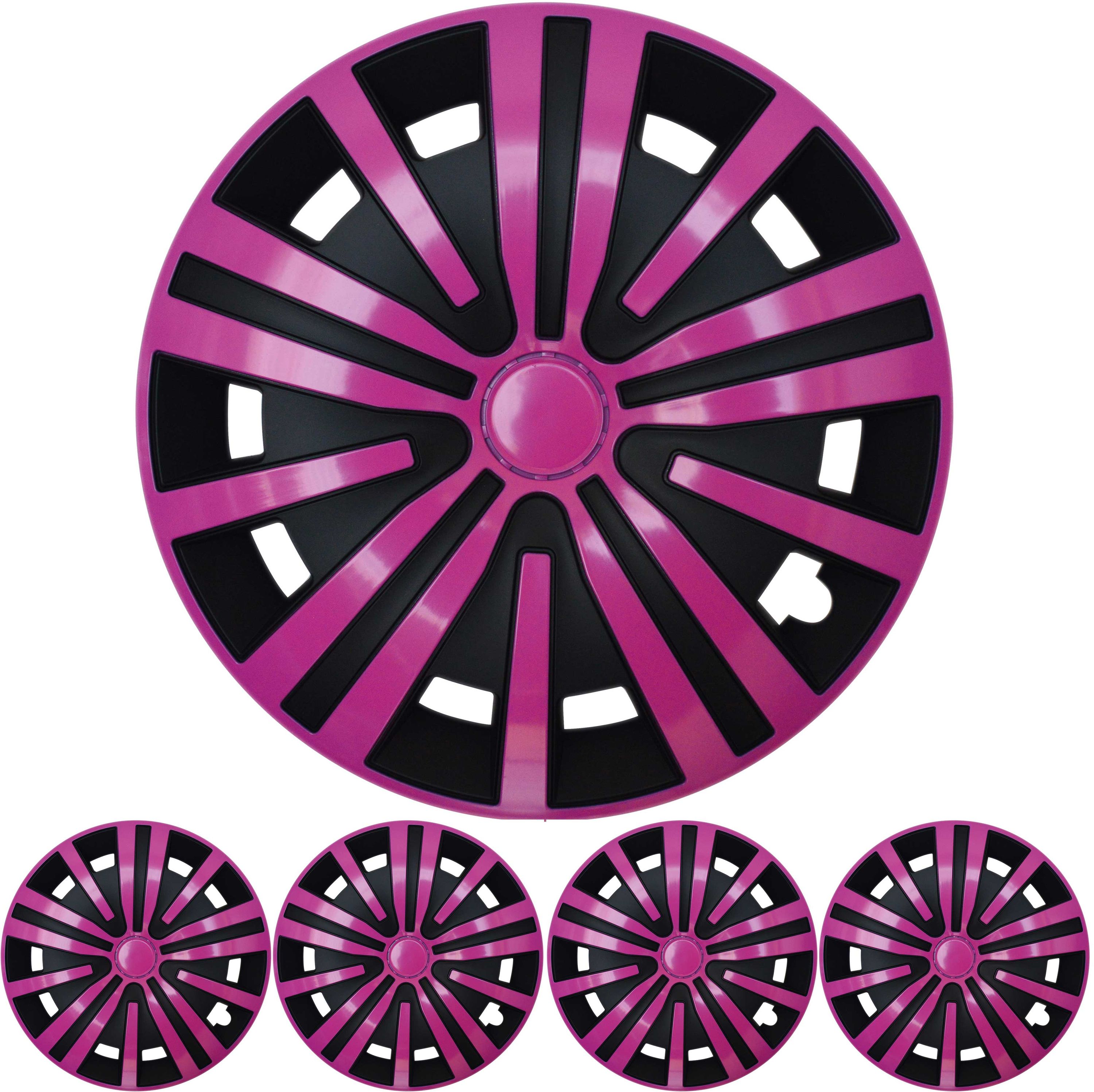 Bild von 16 ZOLL 4x PREMIUM DESIGN Radkappen Radzierblenden Set Spinel in Pink Schwarz