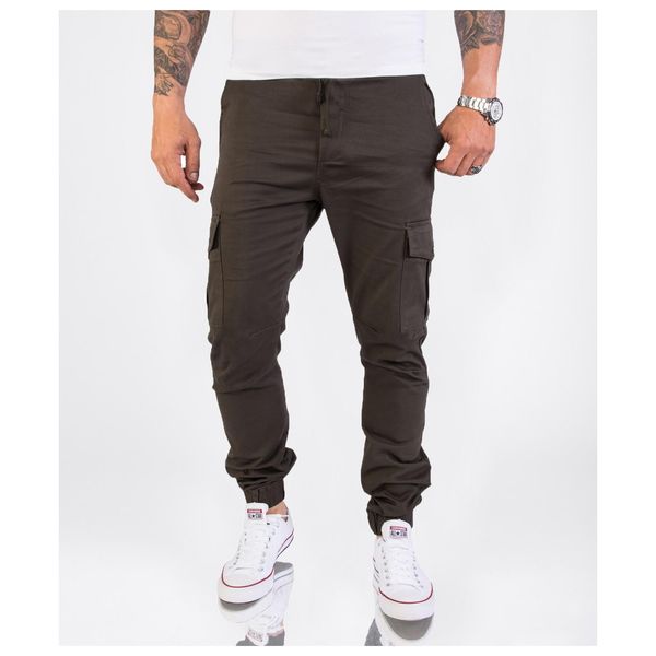 Bild von Rock Creek Herren Cargohose Chinohose Outdoor Herrenhose Tapered Jogging Pants Hose mit Taschen Beintaschen Männer H-179 Dunkelgrün W38 L30