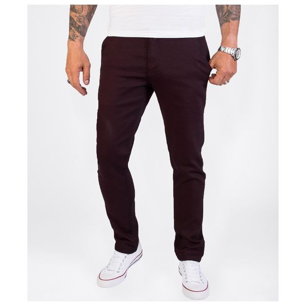Bild von Rock Creek Herren Chino Hose Slim Fit Business Hosen Chinohose Stoffhose Chinos Hosen für Männer Casual Elegante Hose RC-2154 Weinrot W34 L30