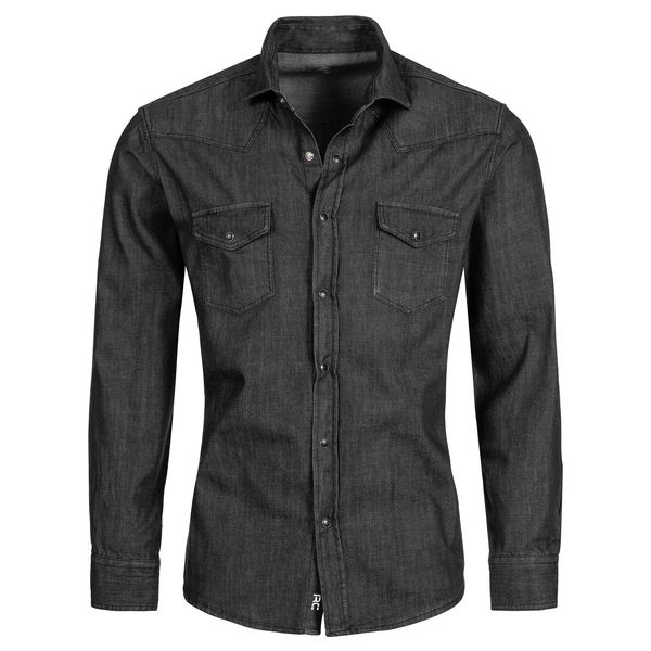 Bild von Rock Creek Jeanshemd Herren Jeanshemd Dunkelgrau H-198
