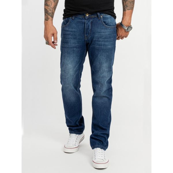 Bild von Rock Creek Herren Jeans Hose Comfort Fit Jeans Herrenjeans Herrenhose Denim Stonewashed Basic Weites Bein Raw RC-3120 Blau W40 L34