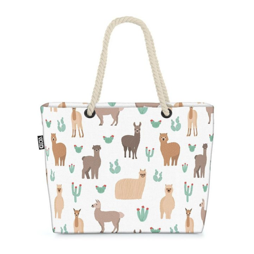 Bild von VOID Strandtasche mit Lamas und Kakteen – Perfekter Begleiter für den Strand
