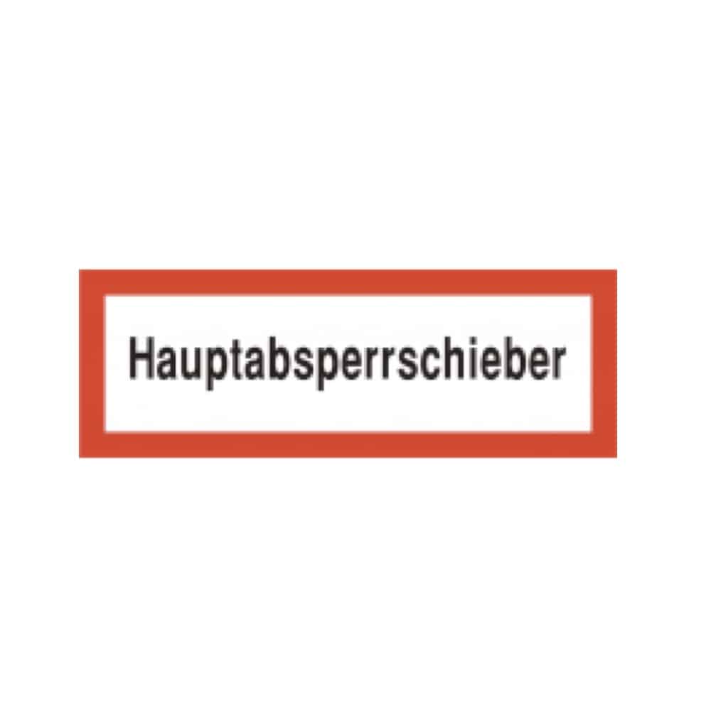 Bild von Brandschutzschild als Text Hauptabsperrschieber