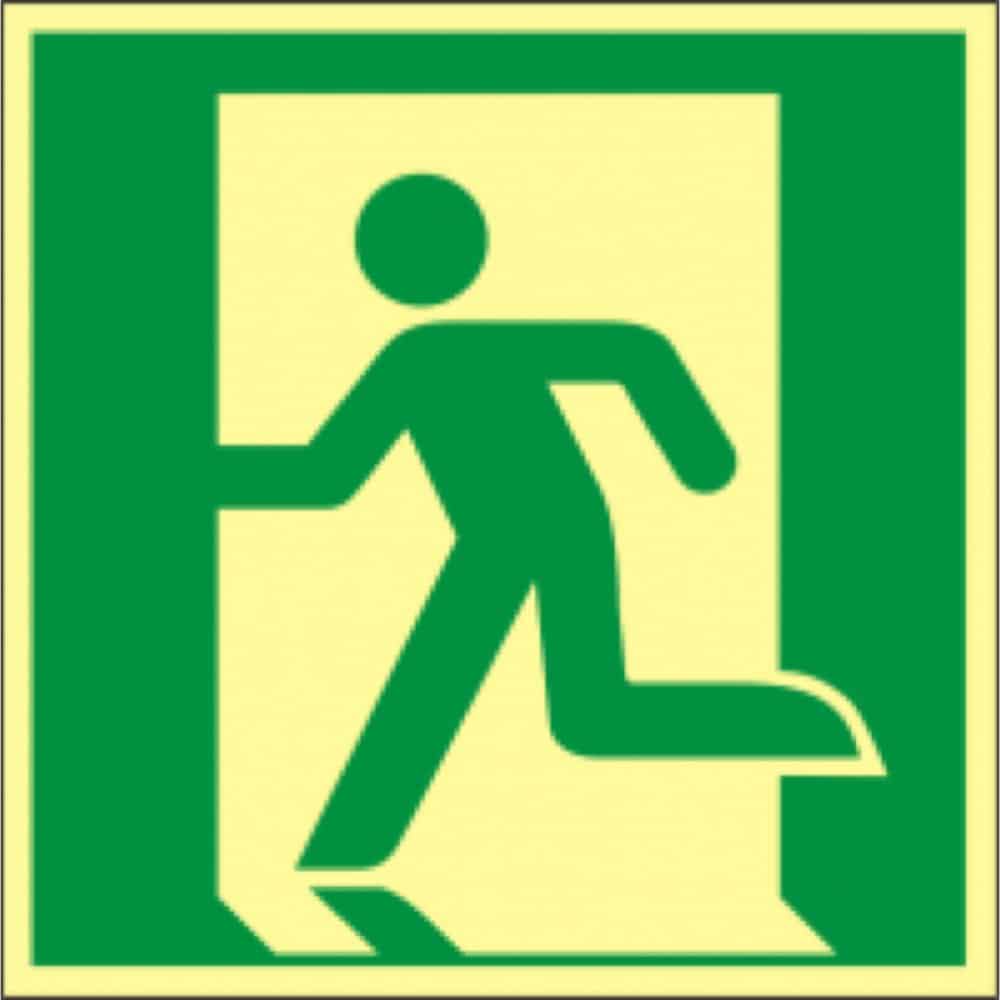 Bild von Rettungswegschild mit Laufrichtung nach links