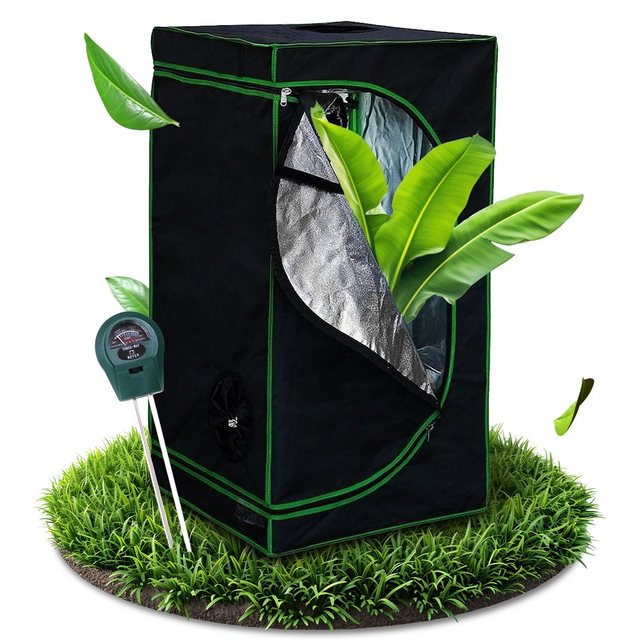 Bild von Melko Gewächshaus Gewächshaus Growbox Pflanzenzelt Zuchtzelt für Indoor & Outdoor, Stück, inkl. 3 in 1 Feuchtigkeitsmessgerät für Pflanzen