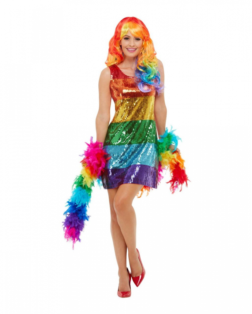 Bild von Regenbogen Pailletten Glitter Kleid L