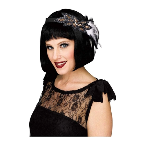 Bild von Graues Flapper Haarband Deluxe – Ein stilvolles Accessoire für Mottopartys