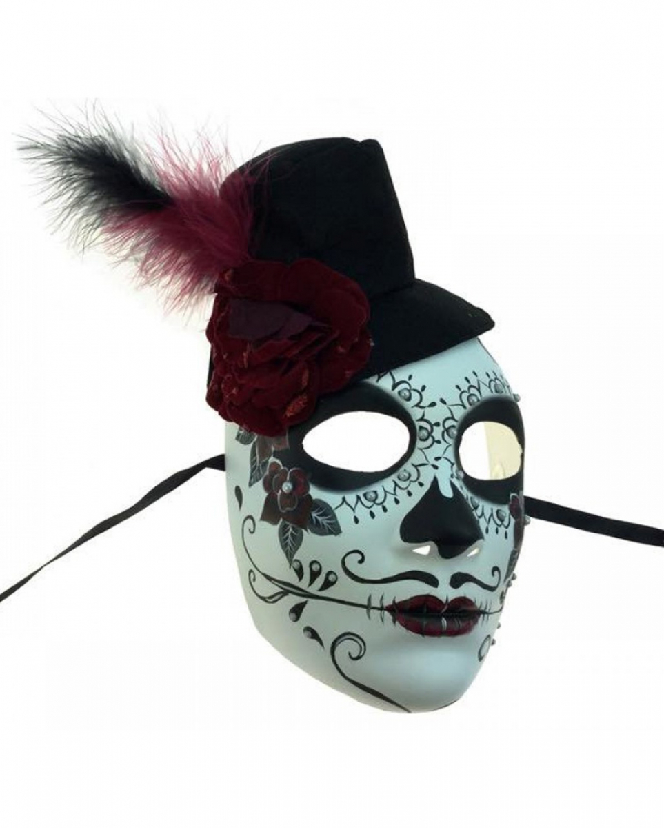 Bild von Day of the Dead Maske mit Mini Zylinder