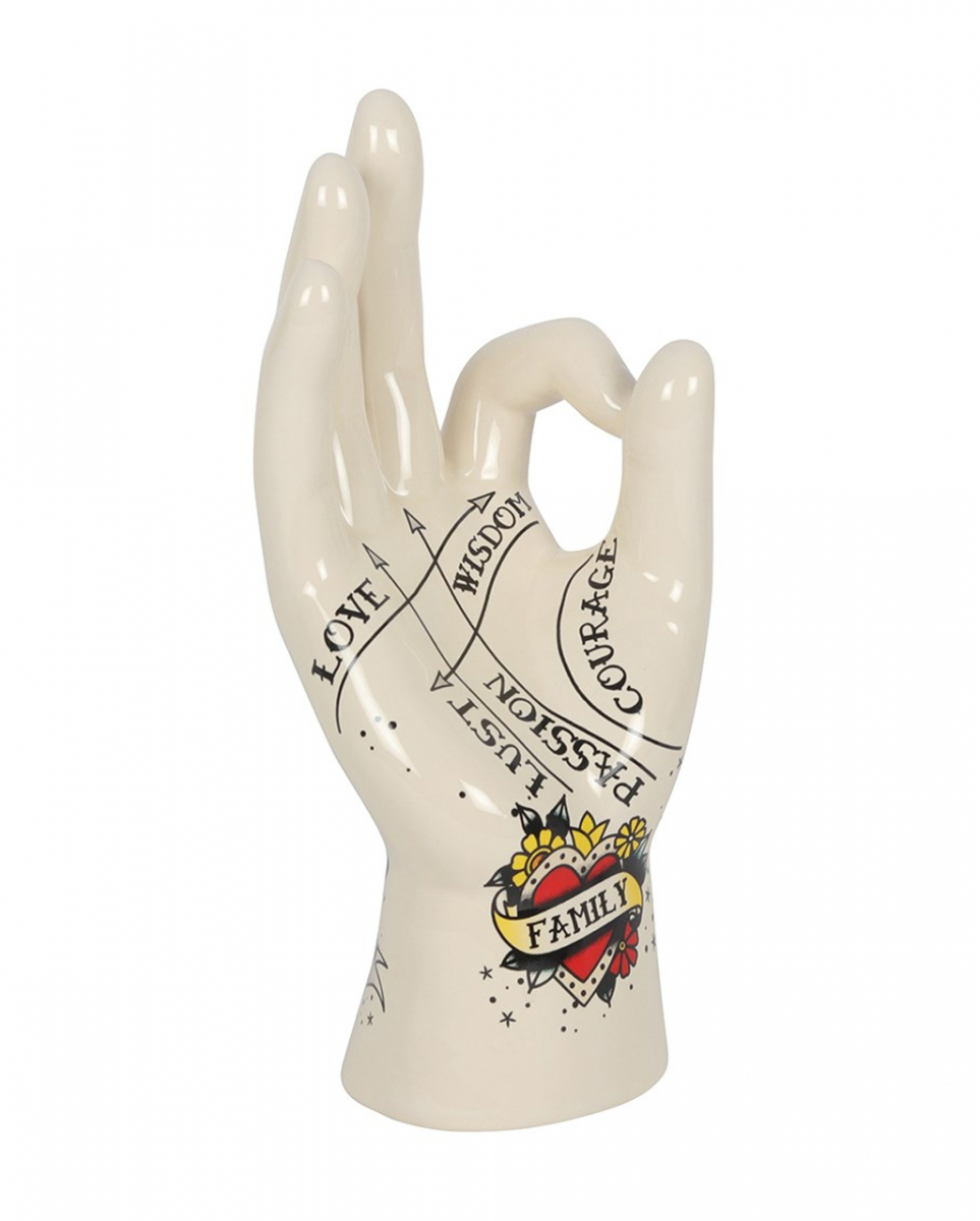 Bild von Horror-Shop Hand mit Wahrsage & Handlese Symbolik & Tattoos