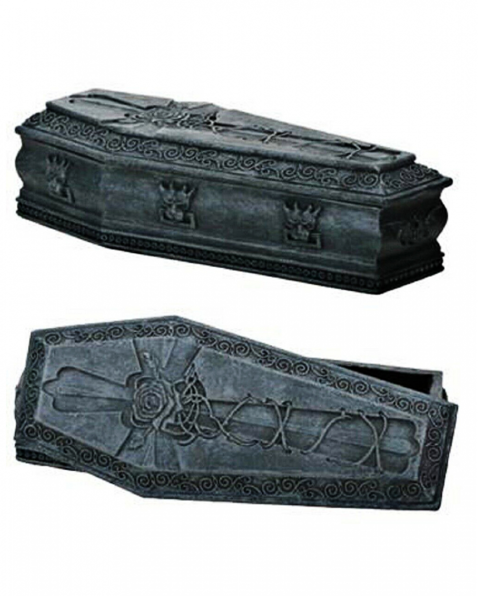 Bild von Horror-Shop Dekofigur Sarg Schmuckkästchen mit Gargoyle und Kreuz