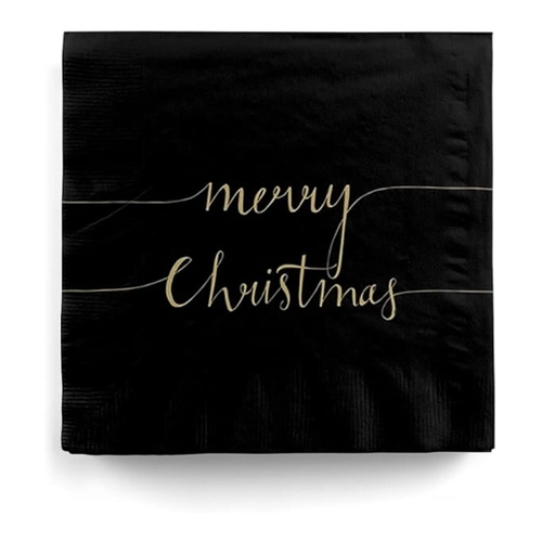 Bild von Merry Christmas Schwarze Servietten 20 St. als Tischdeko