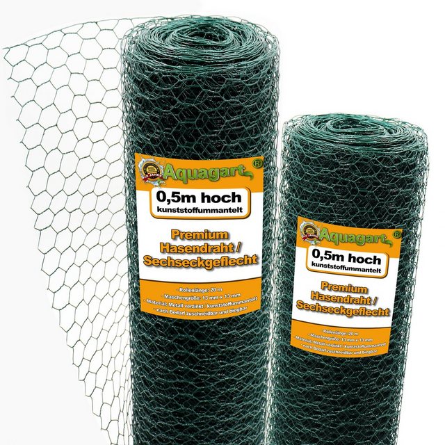 Bild von Aquagart Hasendraht 160m Sechseckgeflecht Hühner Kaninchendraht grün Hasendraht 50cm, (1-St)