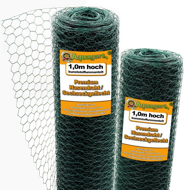 Bild von Aquagart Hasendraht 60m Sechseckgeflecht Hühner Kaninchendraht grün Hasendraht 100cm, (1-St)