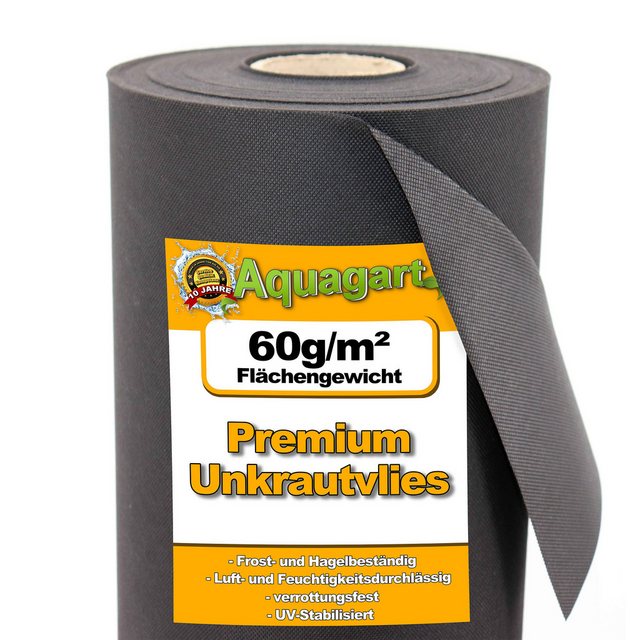 Bild von Aquagart Unkrautvlies 240m² Gartenvlies Unkrautvlies Mulchvlies Vlies 60g 1,6m breit, (1-St)
