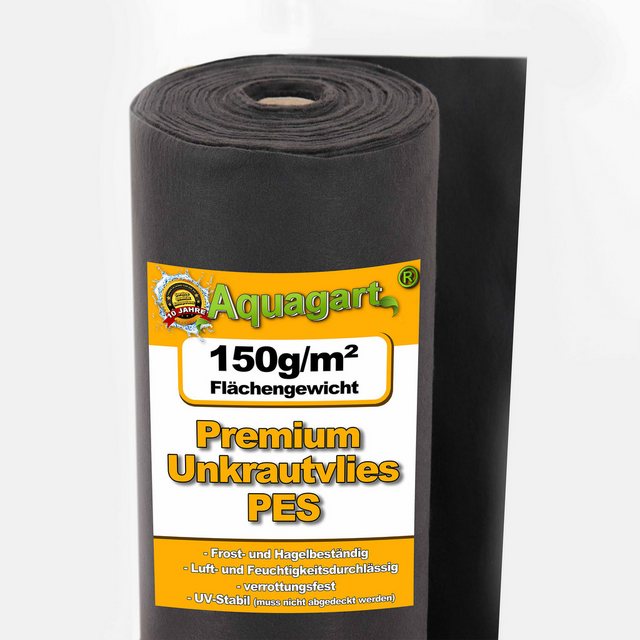 Bild von Aquagart Unkrautvlies 450m² Gartenvlies Unkrautvlies Vlies 150g 1,5m breit PES, (1-St)