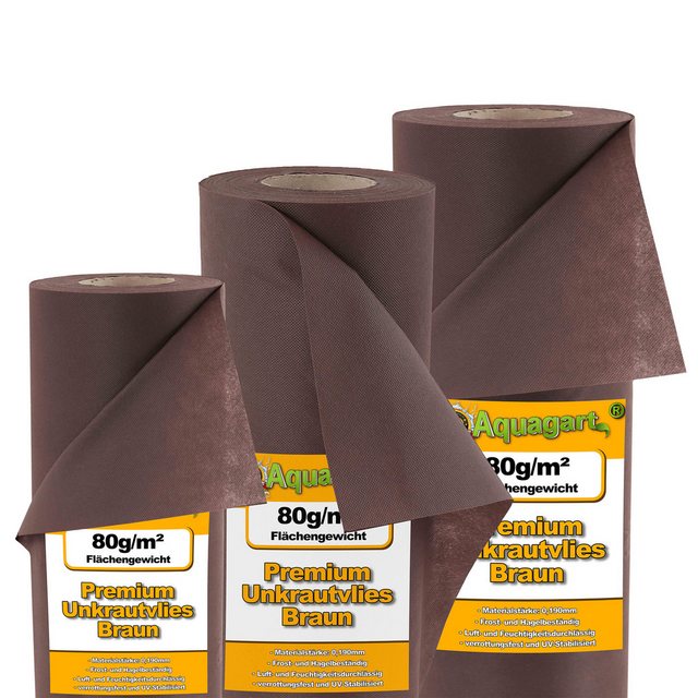 Bild von Aquagart Unkrautvlies 42m² Gartenvlies Unkrautvlies Mulchvlies 80g 1,4m breit braun, (1-St)