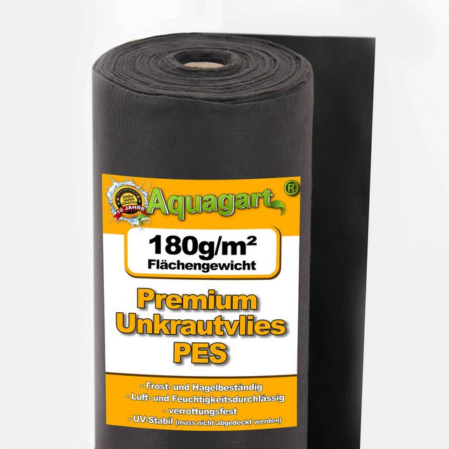 Bild von Aquagart Unkrautvlies 100m² Unkrautvlies Gartenvlies Mulchvlies Vlies 180g 2m breit, (1-St)