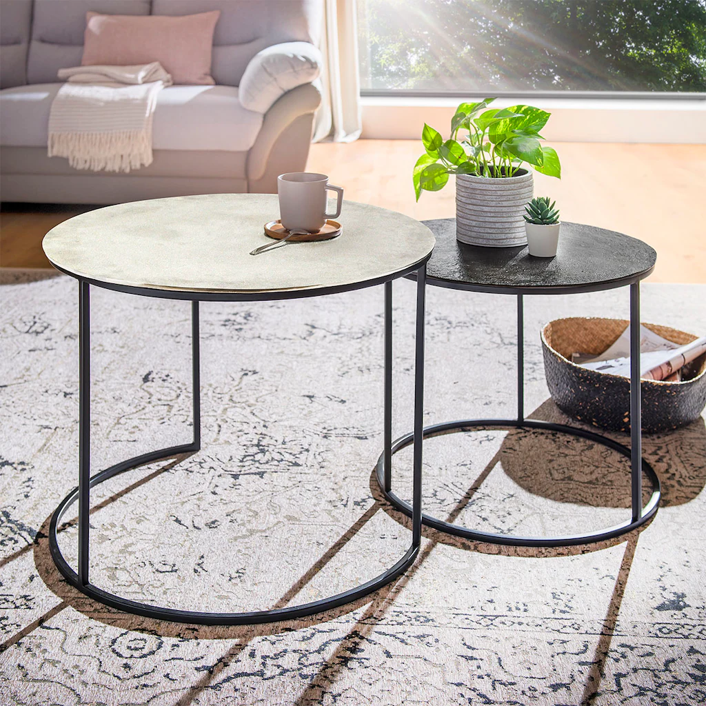 Bild von Concept GmbH Couchtisch in Silber/Schwarz, Eisen - 62x62cm (BxH)