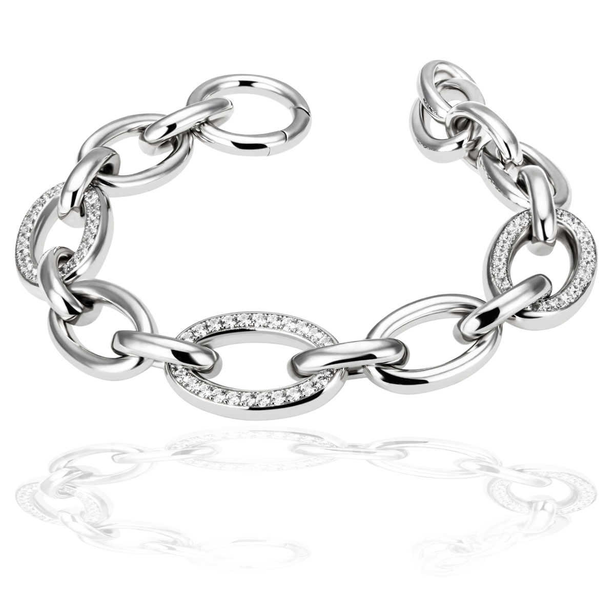 Bild von Goldmaid Damen-Armband Ankerkette 925 Sterlingsilber 156 Zirkonia weiß, 21 cm lang, poliert