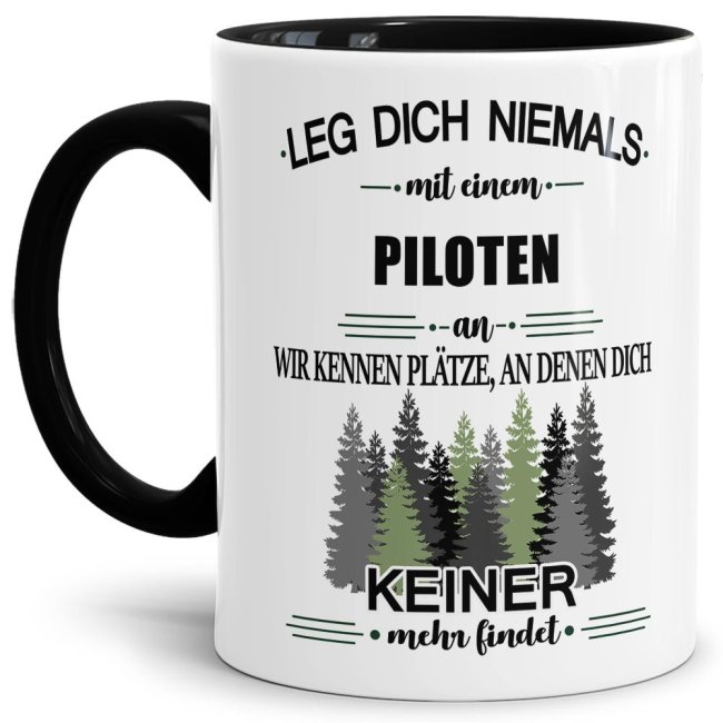 Bild von Berufe-Tasse - Leg dich niemals mit einem Piloten an - Schwarz