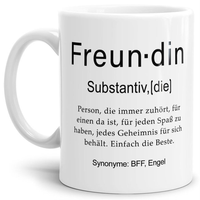 Bild von Tasse Dudenwörter - Freundin - Weiß