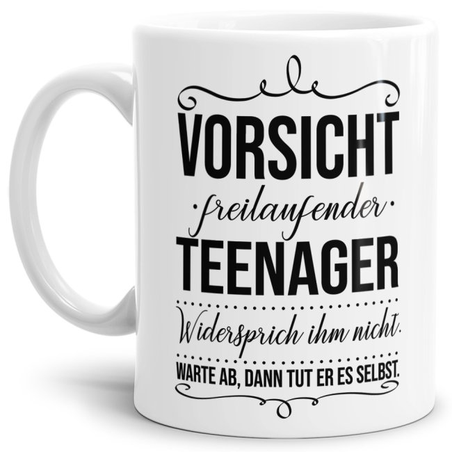 Bild von Tasse für Teenager - Vorsicht freilaufender Teenager - Weiß