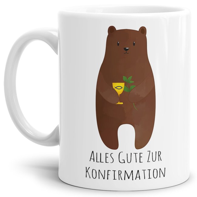 Bild von Tasse zur Konfirmation - Bär mit Kelch - Weiß