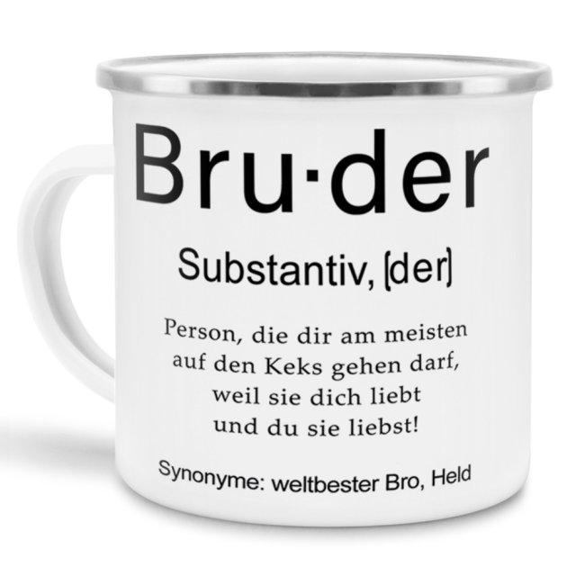 Bild von Tasse Dudenwörter - Bruder - Emaille klein