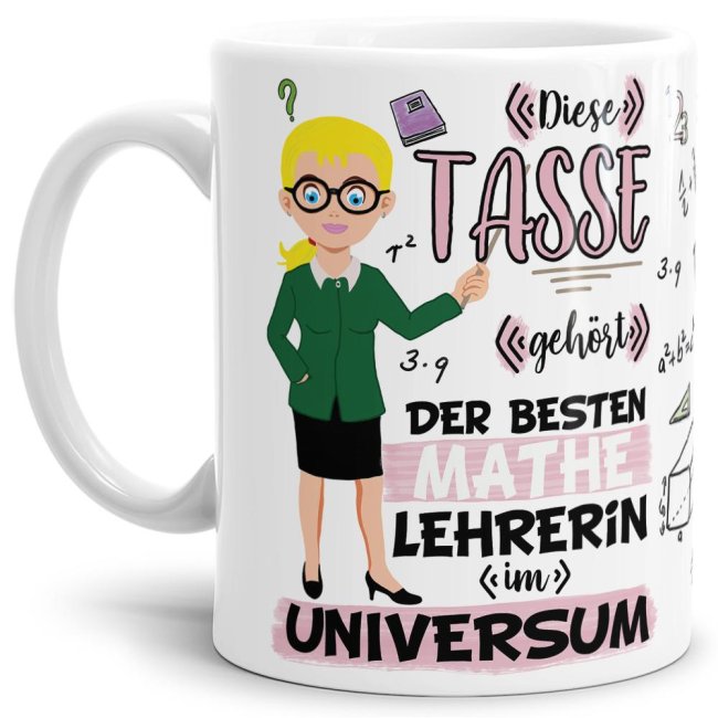 Bild von Tasse - Beste Mathe-Lehrerin im Universum - Weiß