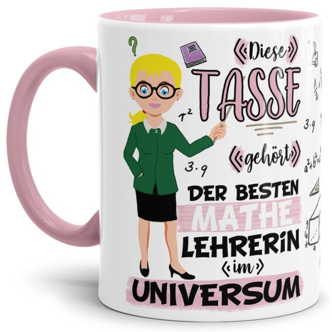 Bild von Tasse - Beste Mathe-Lehrerin im Universum - Rosa
