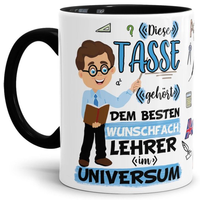 Bild von Tasse - Bester Lehrer im Universum - Wunschfach Schwarz