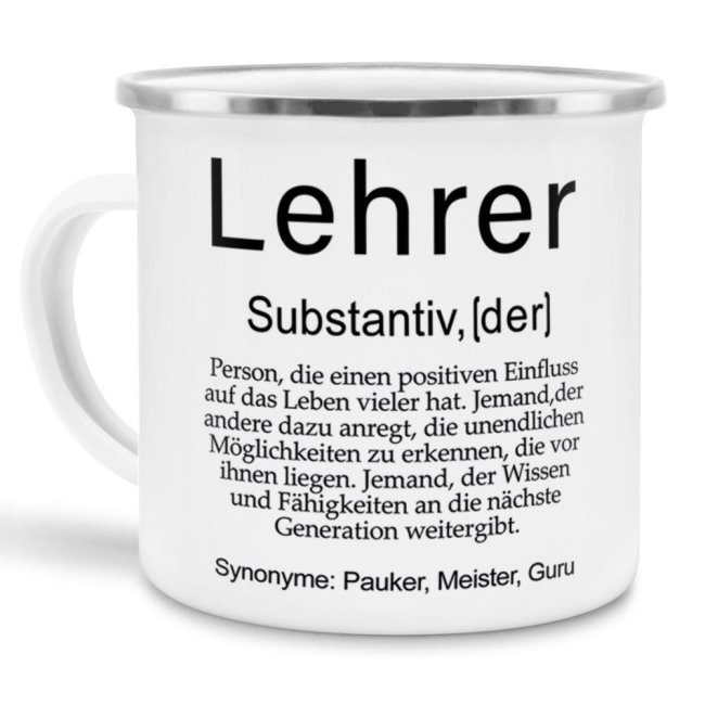 Bild von Tasse Dudenwörter - Lehrer Emaille groß