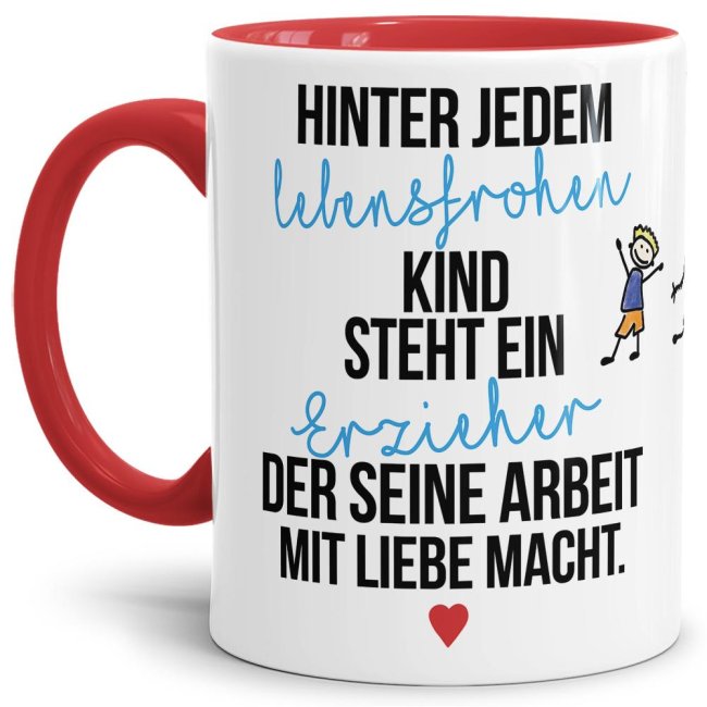 Bild von Erzieher-Tasse - Hinter jedem Kind steht ein Erzieher - Rot