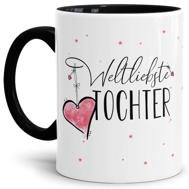 Bild von Tasse - Weltliebste Tochter - Innen & Henkel Schwarz