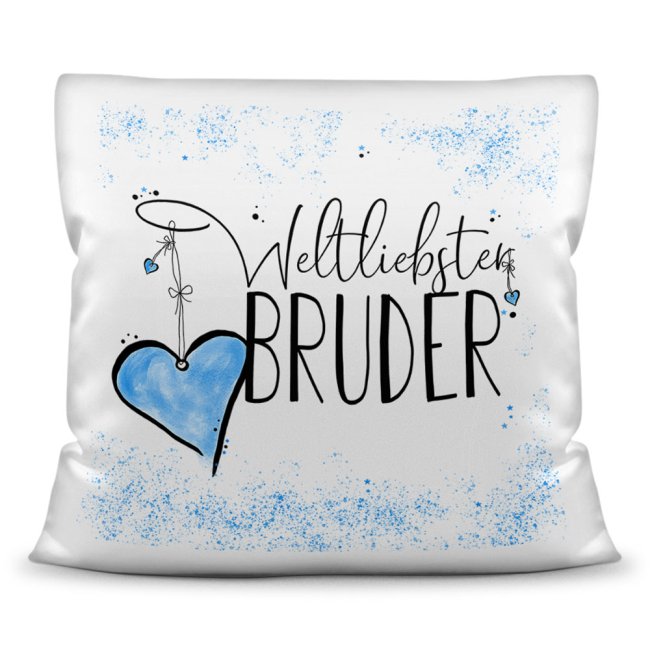 Bild von Kissen - Weltliebster Bruder - Weiss Flauschig