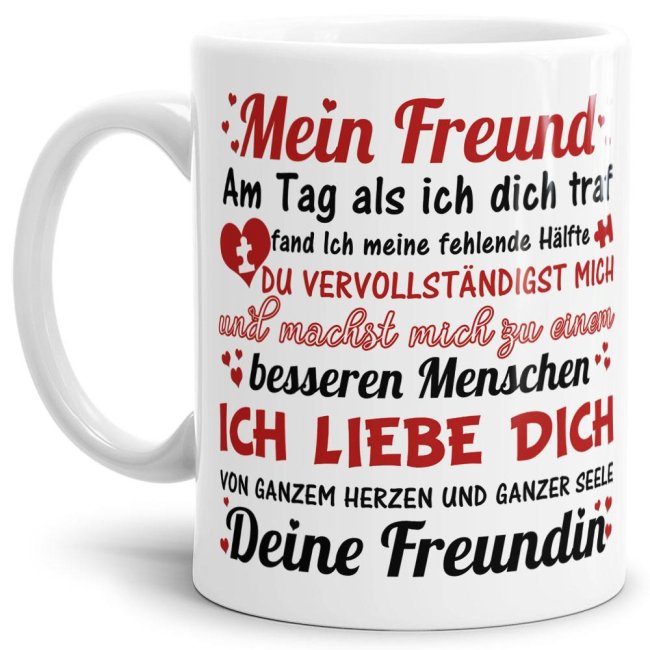 Bild von Tasse -Liebessprüche Freundin an Freund- Tasse Weiss