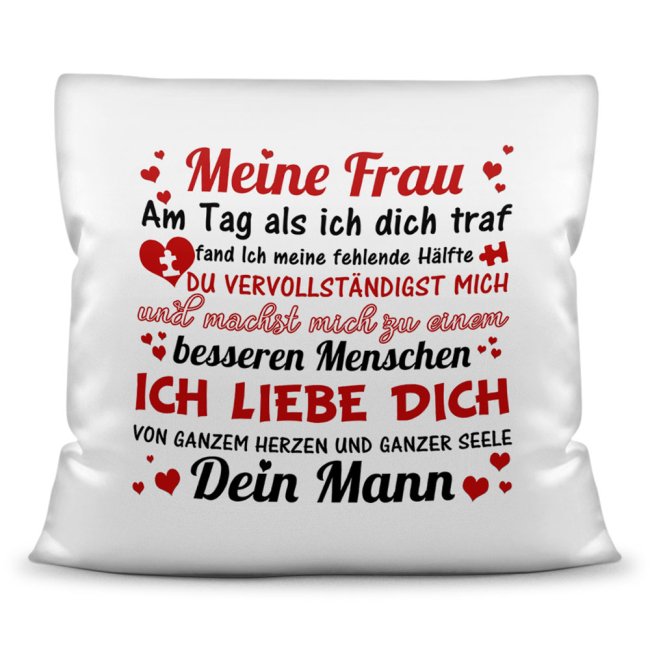 Bild von Kissen -Liebessprüche Mann an Frau- Kissen Weiss