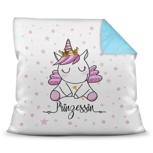 Bild von Kissen Einhorn Prinzessin - Unicorn Prinzessin - Hellblau