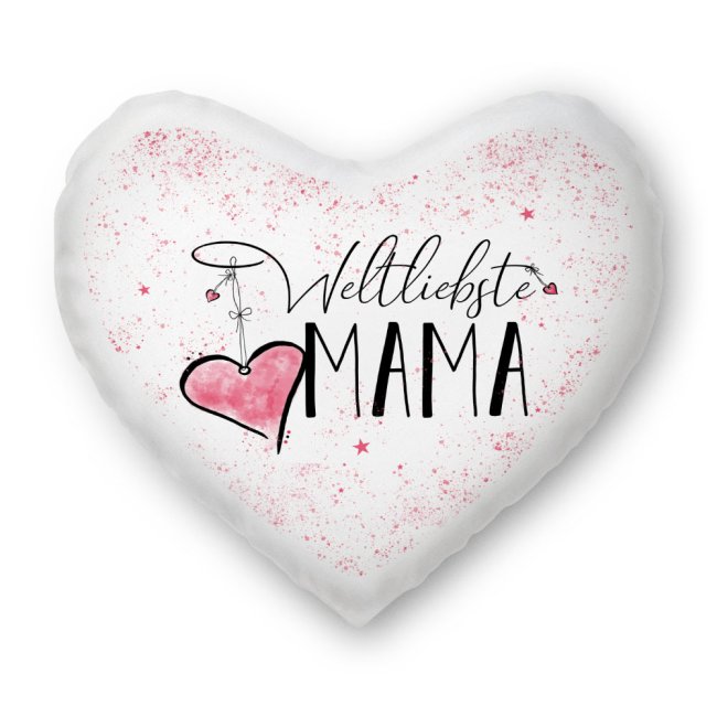 Bild von Herzkissen - Weltliebste Mama - Weiß