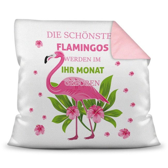 Bild von Geburtstagskissen - Flamingo - mit Wunschmonat selbst gestalten - Rückseite Altrosa
