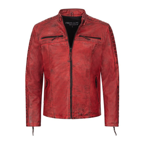 Bild von Moderne PAULGOS Lederjacke für Herren im Biker Look