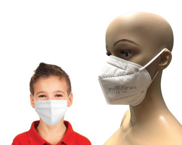 Bild von BURI Verkleidungsmaske 50x FFP2 NR Mundschutz CE2163 + 10 Einwegmasken für Kinder