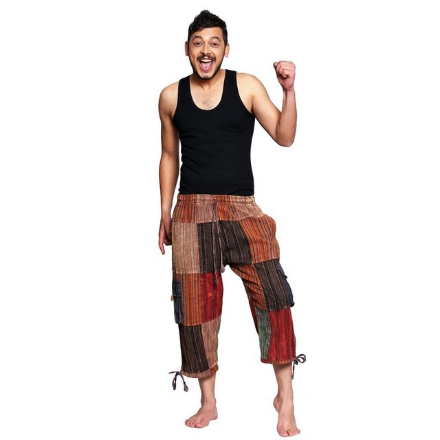 Bild von 3/4 lange Patchworkhose I Freizeithose für Herren I Schlupfhose mit Gummizug & Bindeband