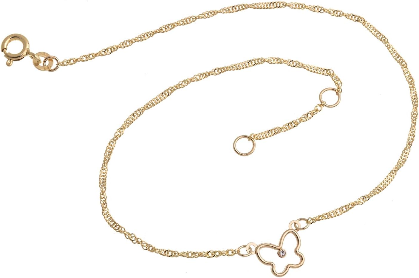 Bild von Silberketten-Store Fußkette Singapur 4924 mit Schmetterling 1,4mm Durchmesser 333 Gelbgold Länge wählbar von 23-30cm