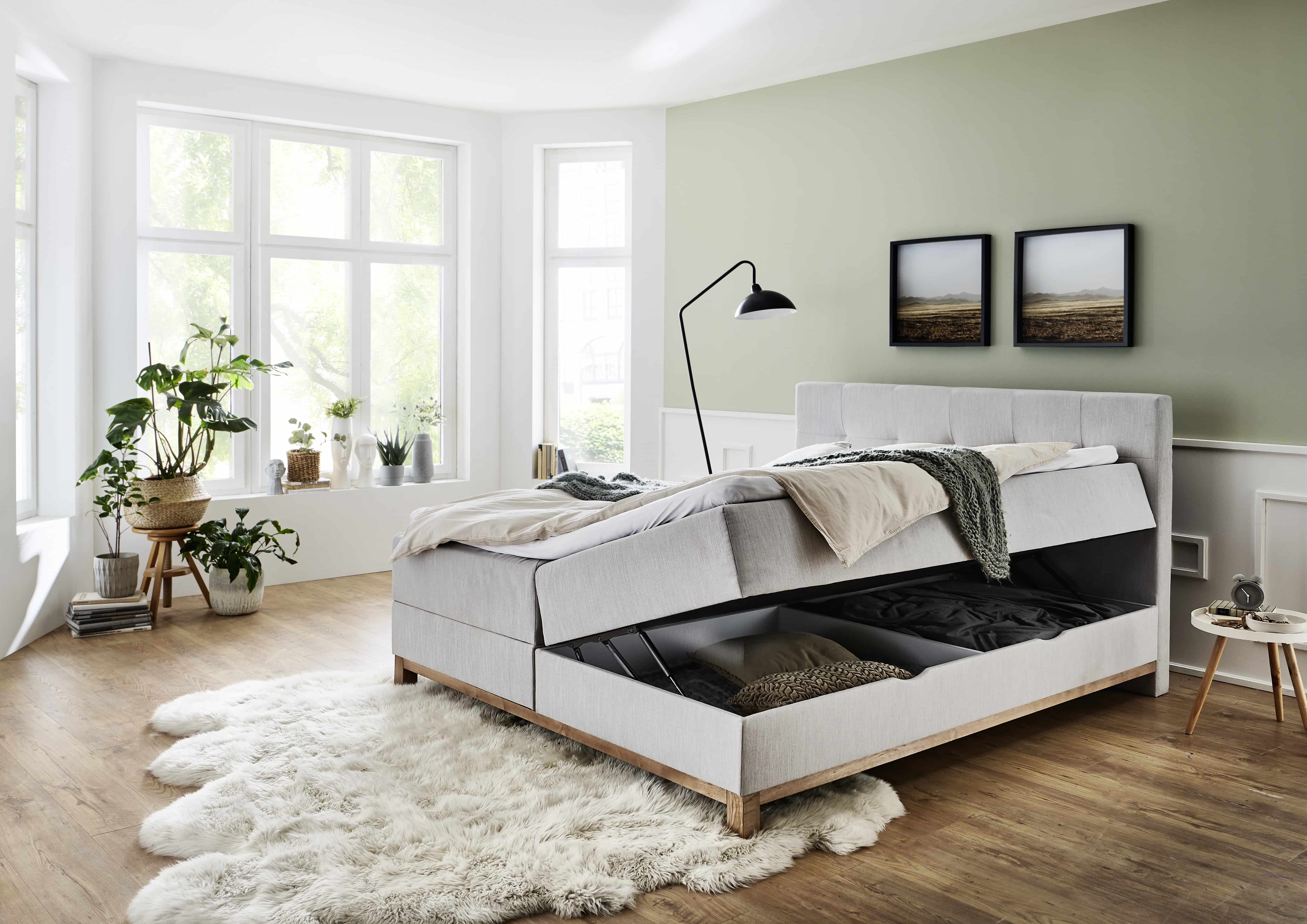 Bild von maison bleue Boxspringbett mit Bettkasten Mara ¦ grau ¦ Maße (cm): B: 142 H: 116 Betten > Boxspringbetten - Möbel Kraft
