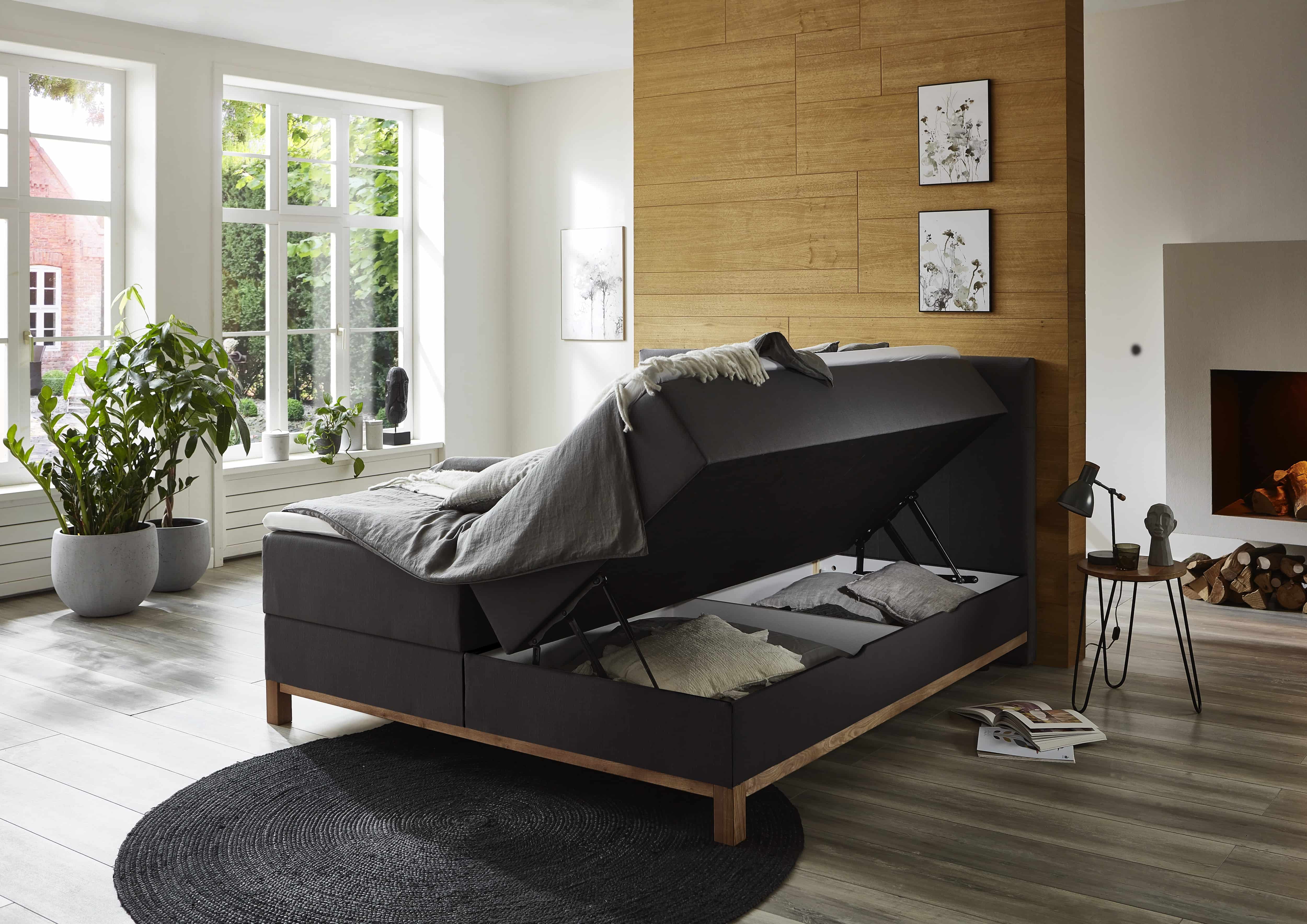 Bild von maison bleue Boxspringbett mit Bettkasten Mara ¦ grau ¦ Maße (cm): B: 162 H: 116 Betten > Boxspringbetten > Boxspringbetten 160x200 - Höffner