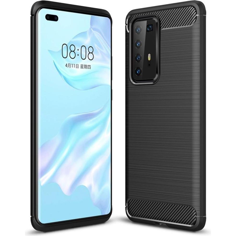 Bild von König Design Hülle Handy Schutz für Huawei P40 Pro Case Cover Bumper Carbon Optik Etuis Grau (Huawei P40 Pro+), Smartphone Hülle, Grau