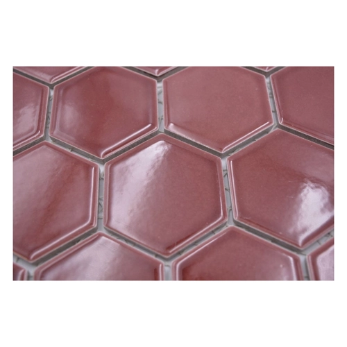 Bild von Mosani Mosaikfliesen Hexagonale Sechseck Mosaik Fliese Keramik Bordüreauxrot