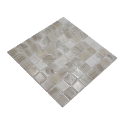 Bild von Mosani Mosaikfliesen Recycling Glasmosaik Mosaik hellbeige glänzend / 10 Mosaikmatten (MOS220-P56381_f)